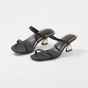 White House Black Market Gold Twist Heeled Sandal